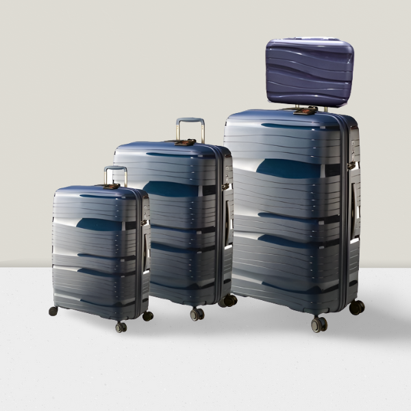 Set De 3 Valises Trolley Rigide En Silicone "Waves" + Vanity