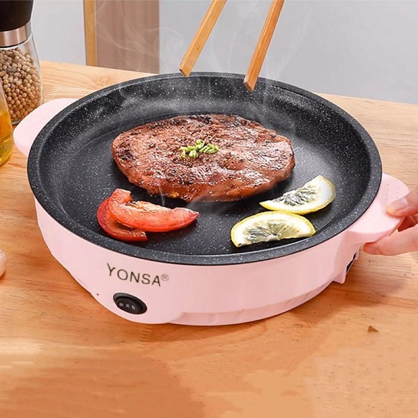 Poêle A Frire Gril Électrique 22 cm Antiadhésif Multifonction