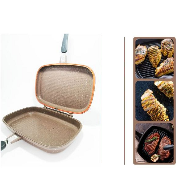 Poêle Double Face Anti Adhésive Rectangulaire 40 cm DESSINI Poêle Double Face Anti Adhésive Rectangulaire 40 cm DESSINI