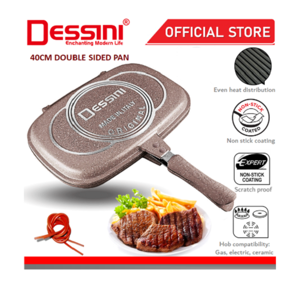 Poêle Double Face Anti Adhésive Rectangulaire 40 cm  DESSINI