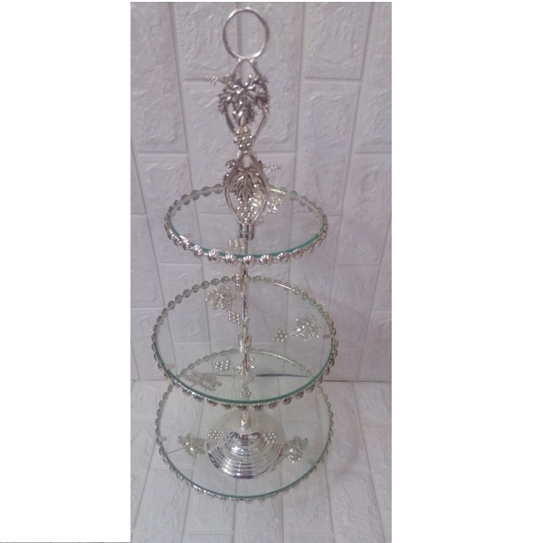 Plateau Présentoir A Gâteaux 3 Étages Argenté