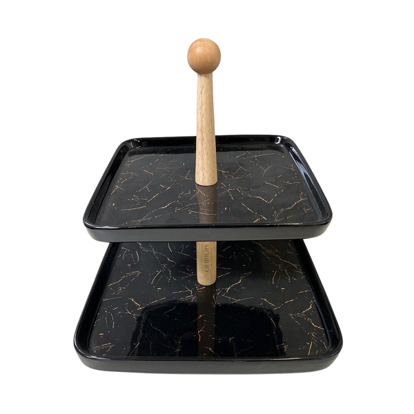 Présentoir A Gâteaux Marbré 2 Niveaux Pour Gâteaux , Dessert , Fromages Et Autres