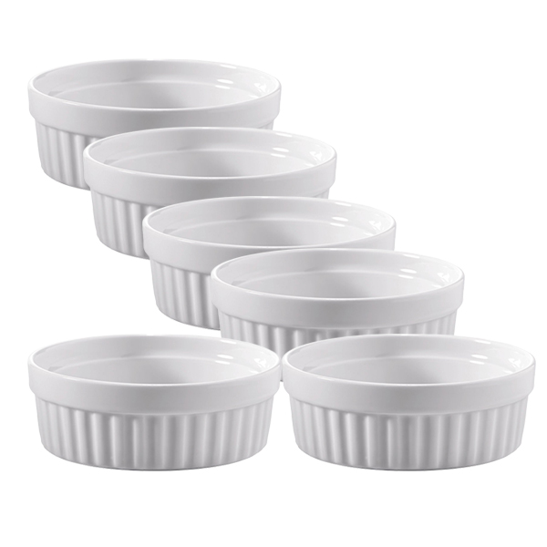 Lot De 6 Ramequins Individuelle  En Porcelaine 9cm x H3cm