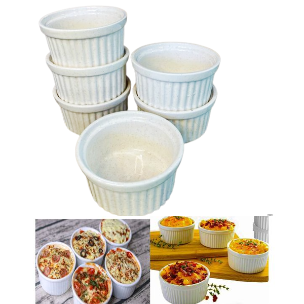 Lot De 6 Ramequins Individuelle  En Porcelaine 9.5cm x H5.5cm