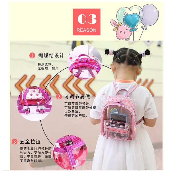 Sac à Dos Mignon à pois Transparent Pour Fille Sac à Dos Mignon à pois Transparent Pour Fille