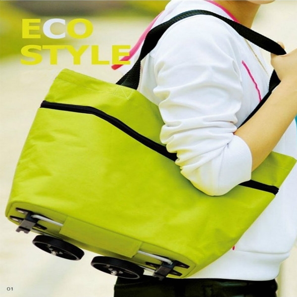 Sac De Courses à Roulettes Pliable - Tissu Oxford Résistant, Capacité 12,5 Kg - Pour Marché, Camping, Voyage