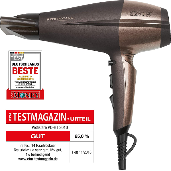 Sèche Cheveux Professionnel Compact 2 vitesses 3 températures , 2200W Proficare
