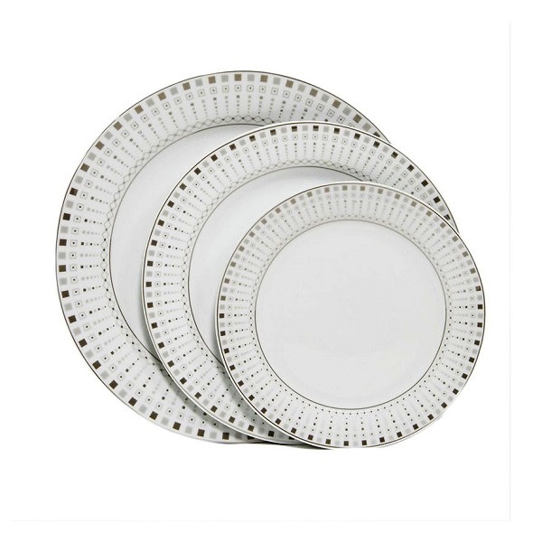 Service D'Assiettes 36 Pièces - 12 grandes + 12 moyennes  + 12 Petites