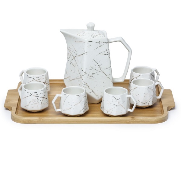 Service A Café En Céramique 9 Pièces - Marbré