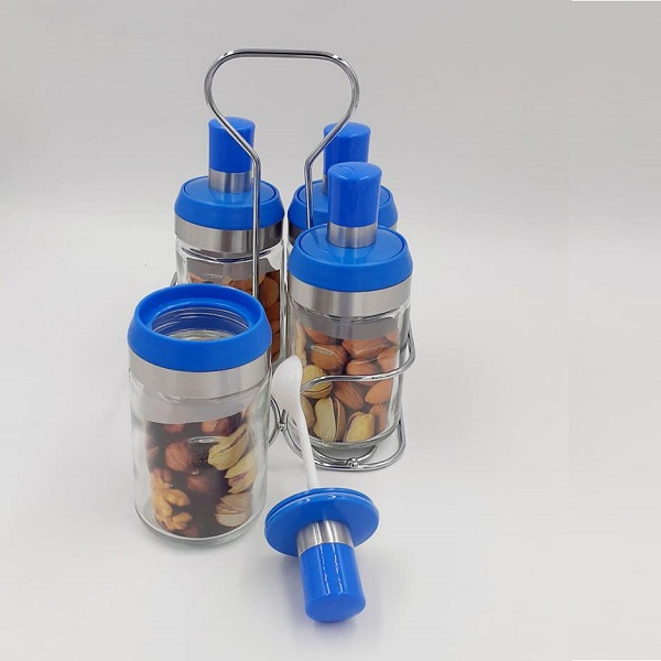 Service A Épices : 4 Pots à Épices Avec Support