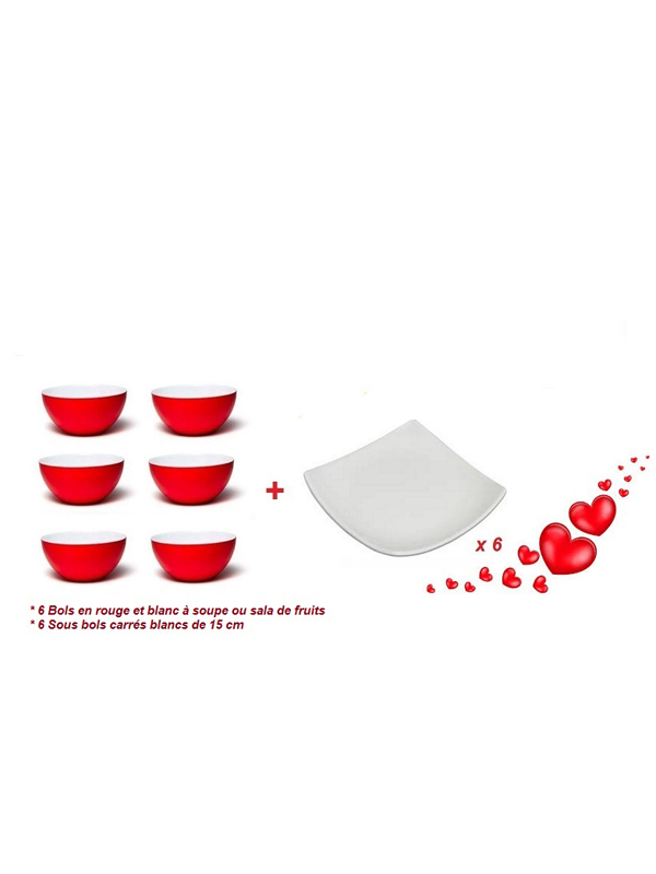 Service de 12 Pièces Blanc et Rouge 1029 Service de 12 Pièces Blanc et Rouge 1029