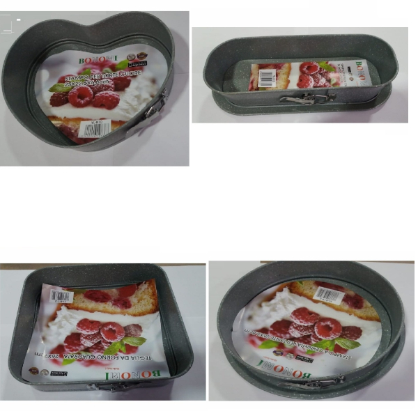 Set De 4 Moules à Cake En Granit Fond Amovible (rectangulaire, rond, Carré et Cœur)