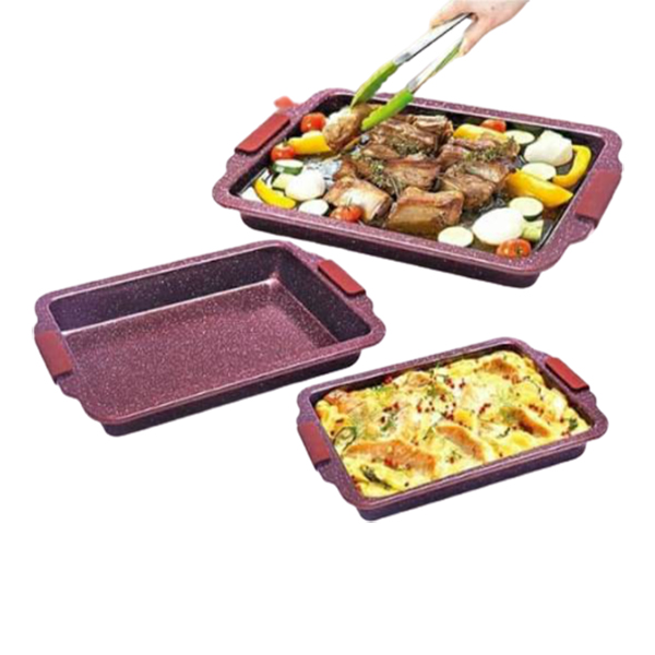 Set De 3 Moules à Four Revêtement En Granit