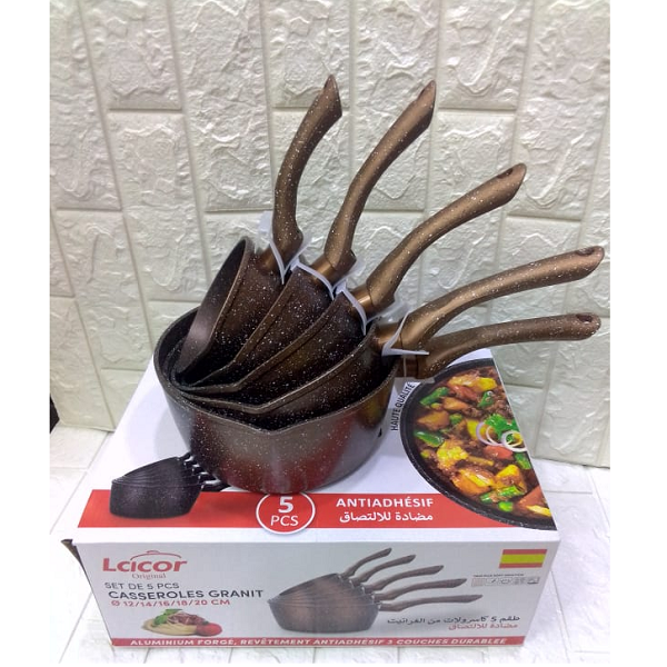 Set de 5 Casseroles En Granite 12/14/16/18/20 cm