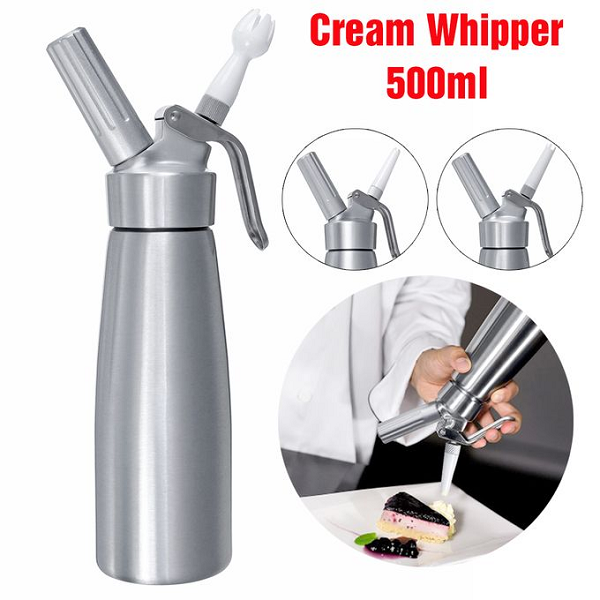 Siphon à Chantilly 500ml , Distributeur De Crème Fouettée Professionnel En Aluminium Pour Mousses Et Crèmes