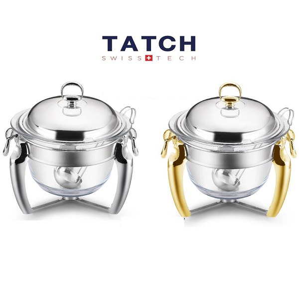 Soupière Avec Flamme En Inox/Verre 4.1 Litres , Gold Et Argenté Soupière Avec Flamme En Inox/Verre 4.1 Litres , Gold Et Argenté