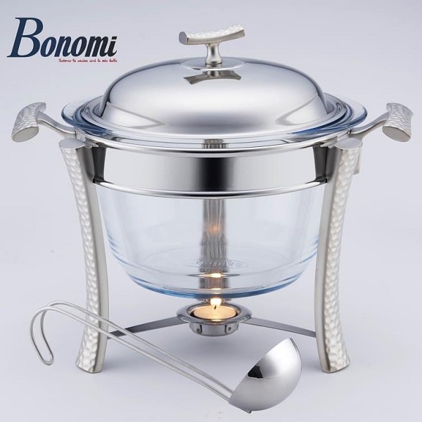 Soupière Avec Flamme En Inox/Verre Bronze Bombe