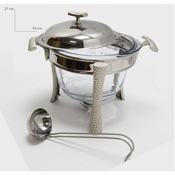 Soupière Avec Flamme En Inox/Verre Bronze Bombe Soupière Avec Flamme En Inox/Verre Bronze Bombe