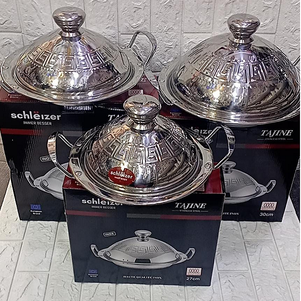 Tajine en Inox Compatible Tous Feux Dont Induction 27cm , 30cm , 34cm