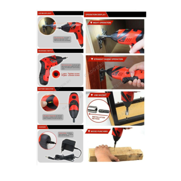 Visseuse, Dévisseuse Electrique Sans Fil 4.8V 45 pièces Visseuse, Dévisseuse Electrique Sans Fil 4.8V 45 pièces